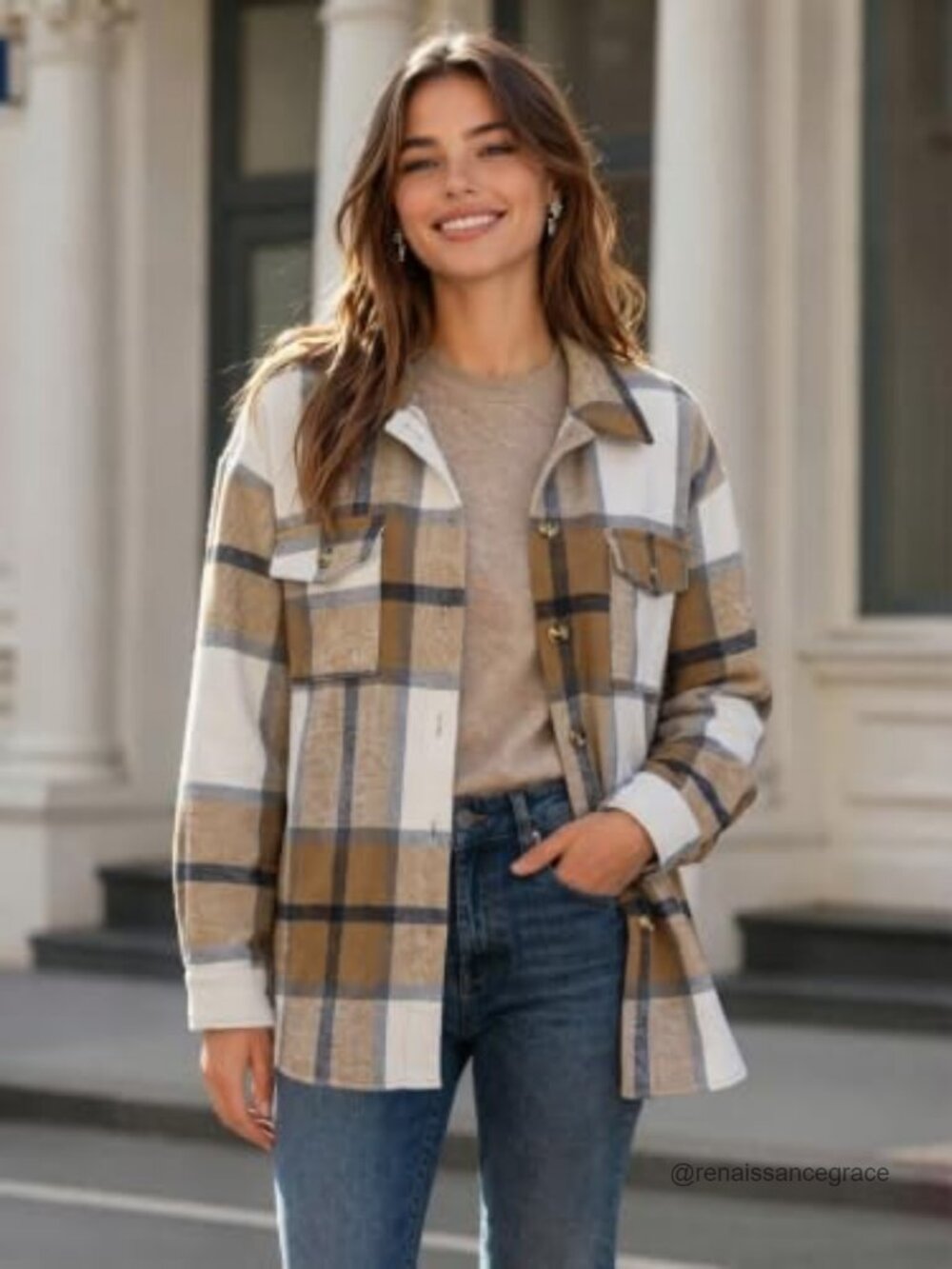 Zeagoo Plaid Shacket Button Down Oversized Jacket 2XL